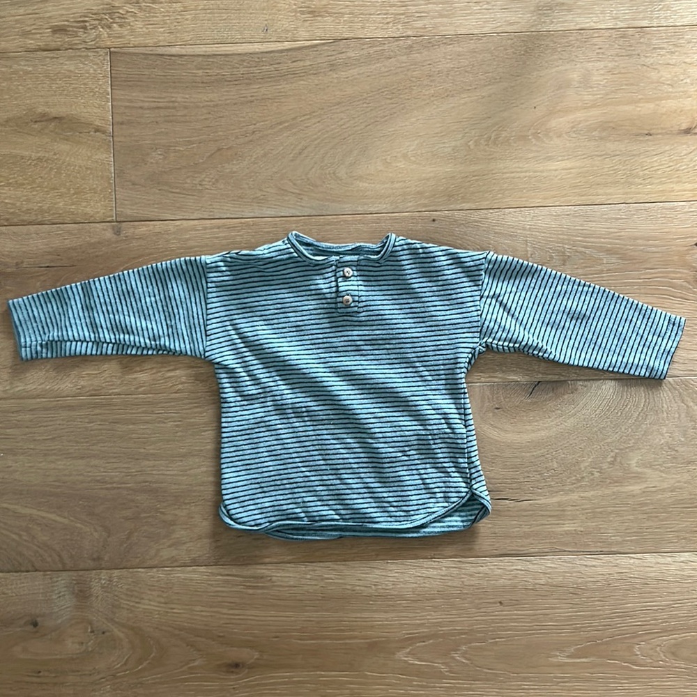 Zara Boys 12-18M Woven Striped Long Sleeve Shirt